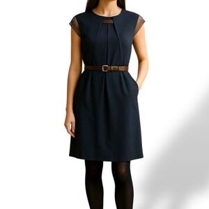 Paul Stuart Blue Dress Leather‎ Detail Italy Size 10 Minimalist Quiet Luxury